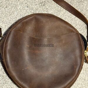 Portland Leather Round Brown Leather Crossbody Satchel
